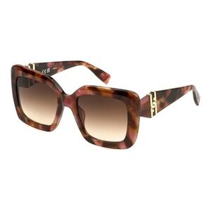 Furla SFU883 Womens Square Sunglasses Havana Tortoise Pink Gold 53-20-140 New